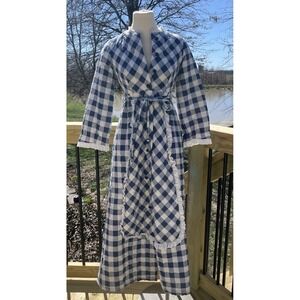 Vintage Raymodes Quilted Robe House Coat 70s Housewife Cottagecore Gingham SM
